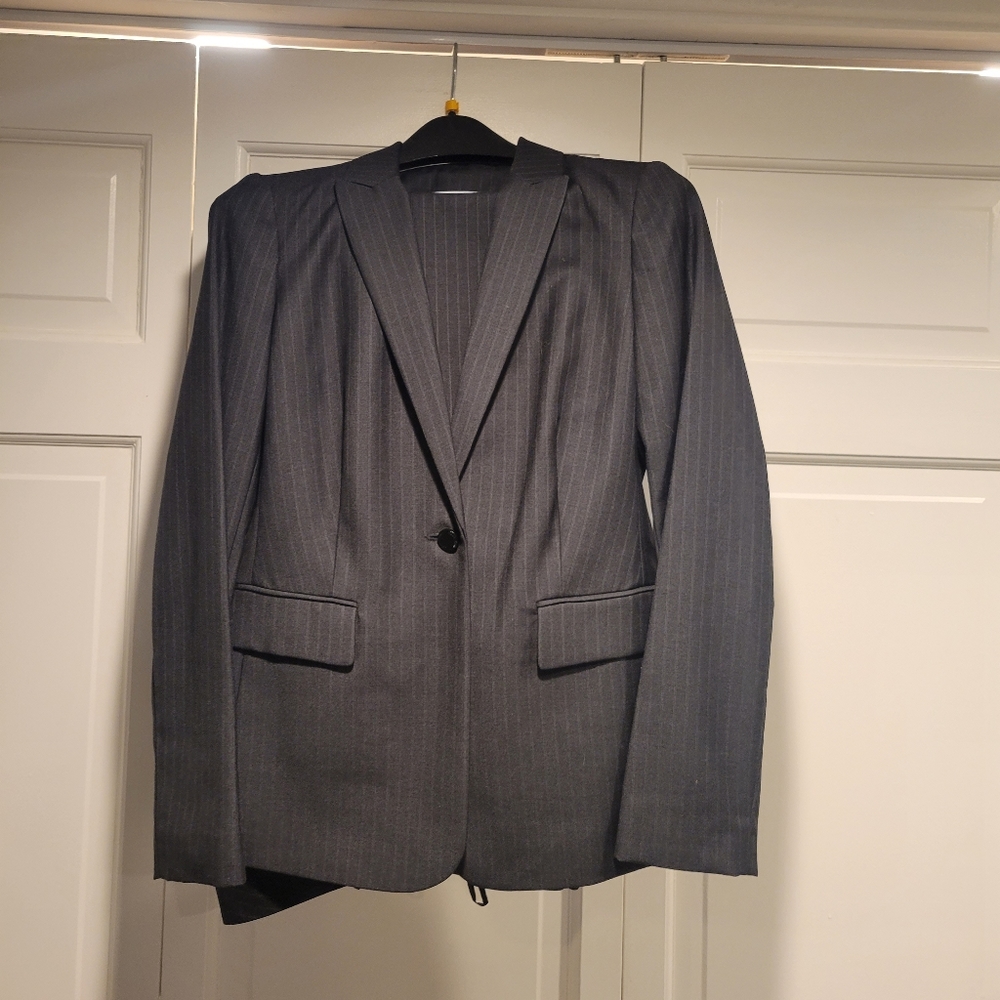 Charcoal pinstripe womens pant suit